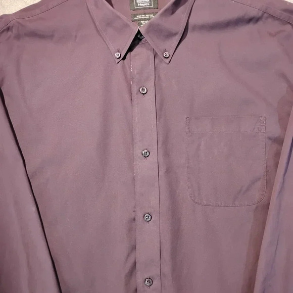 Denver Hayes Purple Never Iron Long Sleeve Button Down Shirt Size 2 XL 18-18-1/2 - Picture 2 of 11